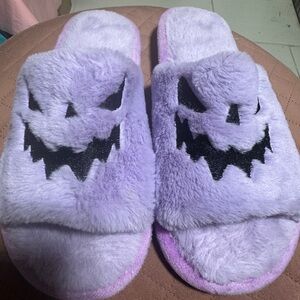 Purple Fuzzy Halloween Slippers